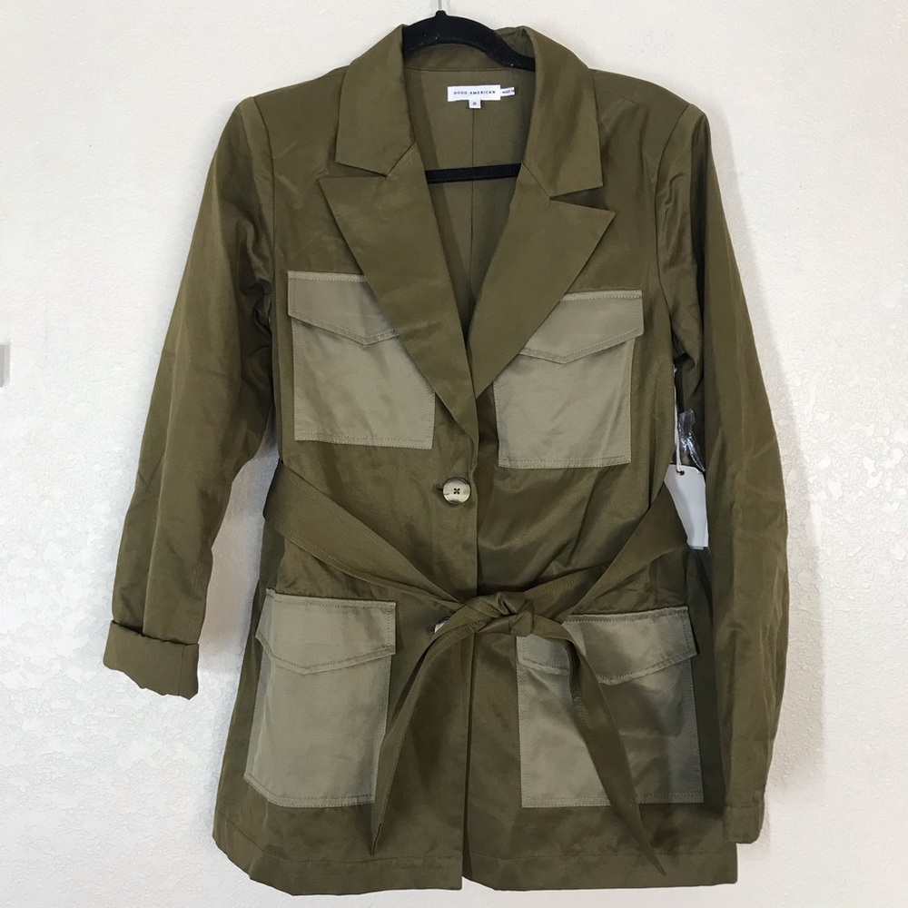NWT Good American Utility Jacket green belted